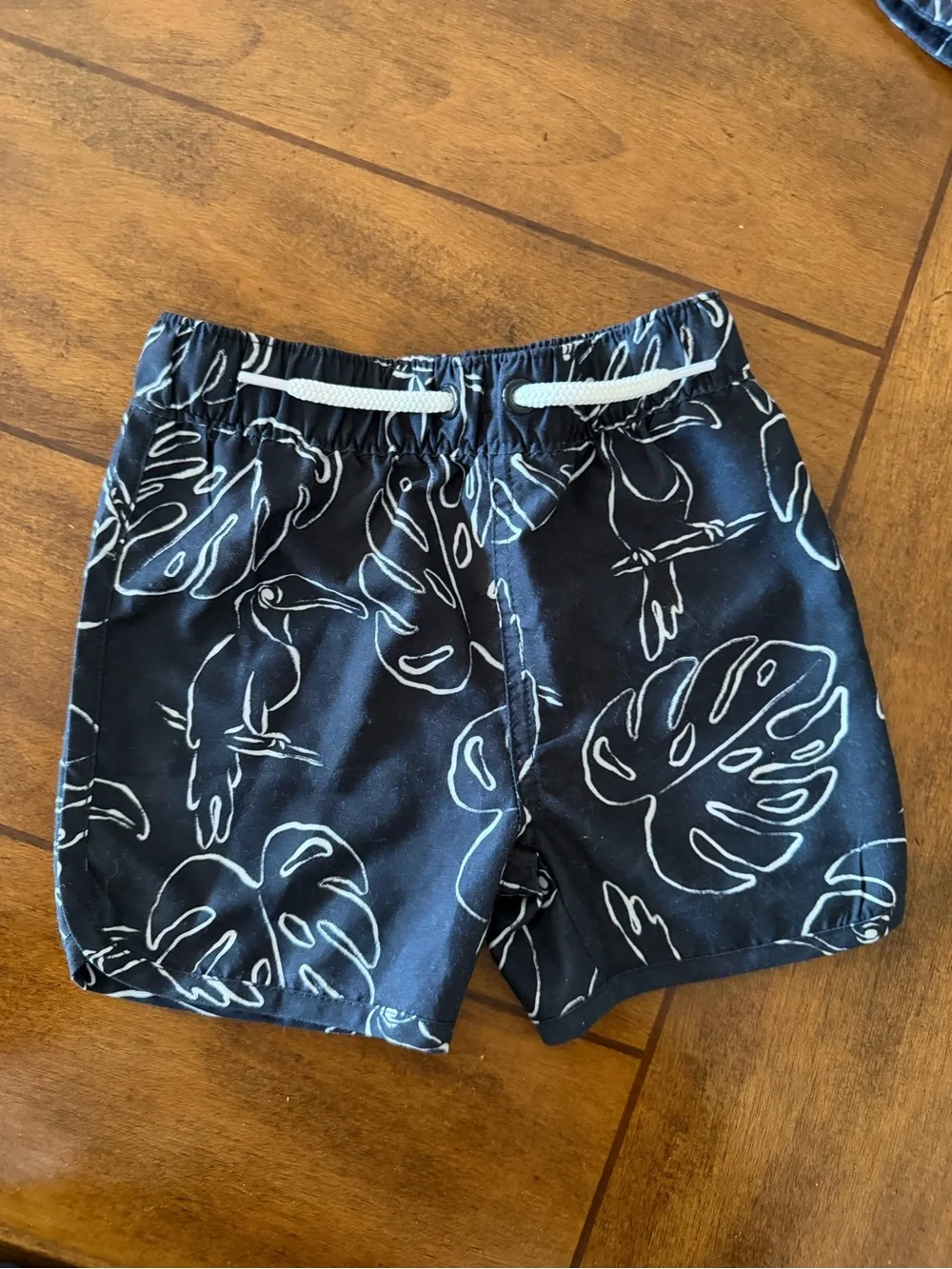Carter's White Rash Guard Set with Tropical Shorts & Bucket Hat